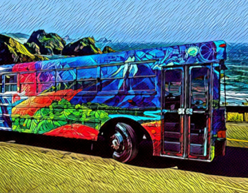 Art bus on the Oregon Coast